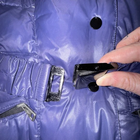 Moncler Size 2 Grenoble Puffer Down Feather Jacket 2010s Navy Blue Short Belted - Picture 4 of 14